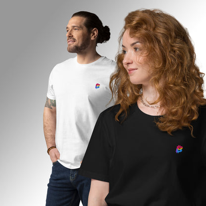 Custom Unisex Organic Embroidered Cotton T-Shirt - ₿